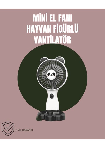 Hayvan Figürlü Mini El Fanı – USB Şarjlı Sessiz Vantilatör