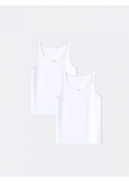 Lcw Kids Beyaz Bisiklet Yaka Kız Çocuk Atlet 2'li