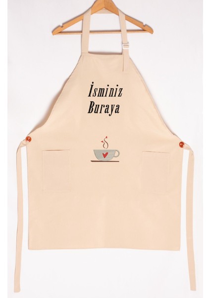 Mutfak Önlüğü Kişiye ve İsme Özel Nakışlı Mutfak Önlüğü Kalpli Kupa Farklı Renkler fiyatları