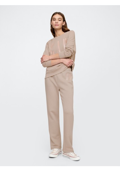Kadın Bej Gap Logo Bootcut Pull-On Fleece Eşofman Altı