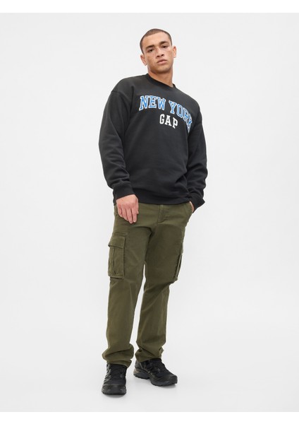 Erkek Siyah Gap Logo Grafikli Relaxed Fleece Sweatshirt modelleri