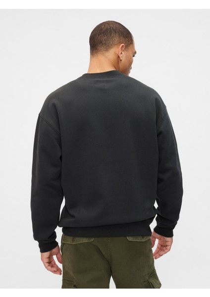 Erkek Siyah Gap Logo Grafikli Relaxed Fleece Sweatshirt fırsatları