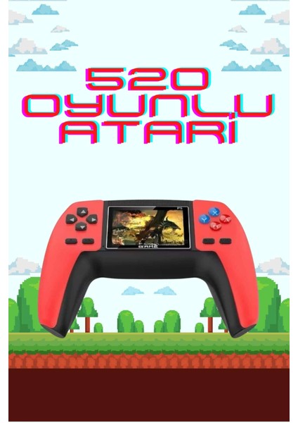 520 Retro Oyunlu El Konsolu Atari Oyun Konsolu Taşınabilir