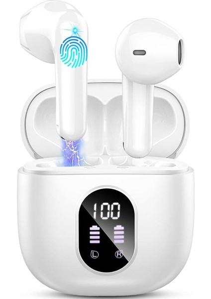 ‎drsaec Kablosuz Kulaklık, Bluetooth 5.3 Kulaklıklar, 50H Stereo Bas Kulak Tomurcukları, 4 Enc Mikrofonlu Kulak Içi Kulaklıklar, LED Ekran, Gürültü Önleyici Kulaklık, Ip7 Android