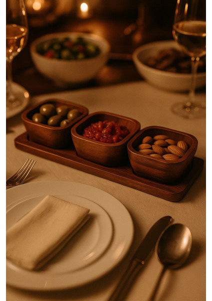 Akasya 3' Lü Sunumluk Seti - Akasya Çerezlik Set