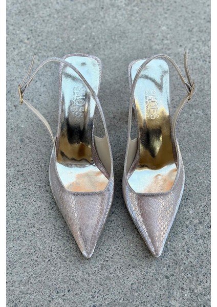 Rose Yılan Desenli Parlak Deri Kadın Topuklu Stiletto fiyatları