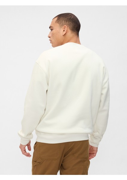 Erkek Beyaz Gap Logo Grafikli Relaxed Fleece Sweatshirt fırsatları