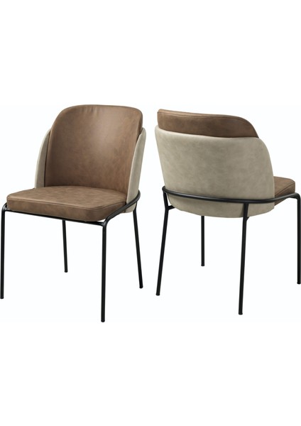 Dubleçiftpapel Kahve Krem Kumaş Siyah Metal Ayak 6 Adet