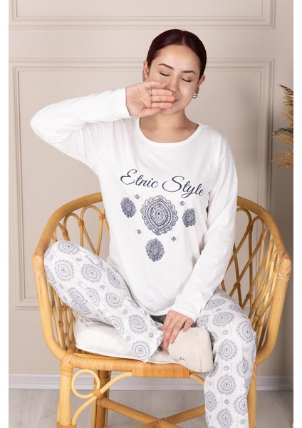 Etnik Desenli Uzun Kol Pijama Takımı fiyatları