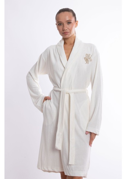 Bambu Lüks Nakışlı Şalyaka Slim Fit Sabahlık