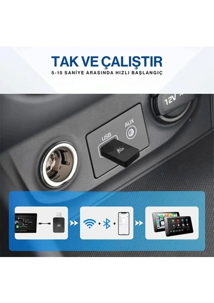 AYDOGANTICARET44 Kablosuz Carplay & Android Auto Adaptörü - Apple ve Android Cihazlar Için Evrensel Wireless Carplay Çevirici indirimleri
