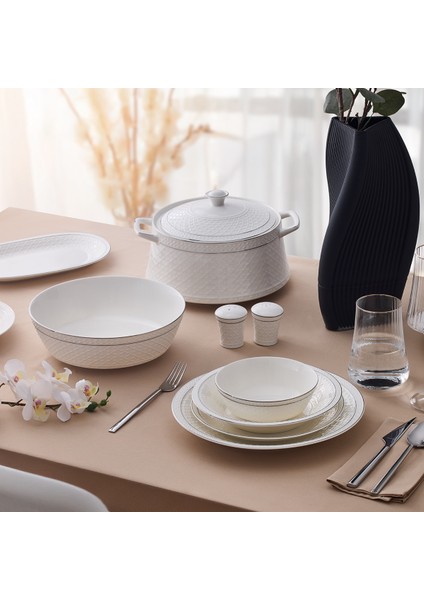 Almada Platin 60 Parça 12 Kişilik Yemek Takımı
