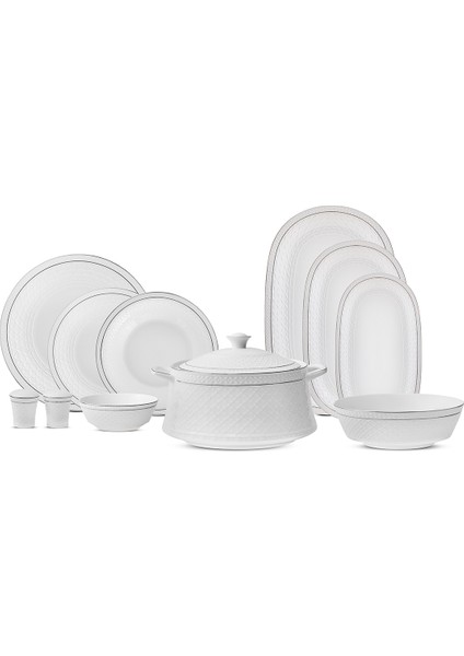 Almada Platin 60 Parça 12 Kişilik Yemek Takımı