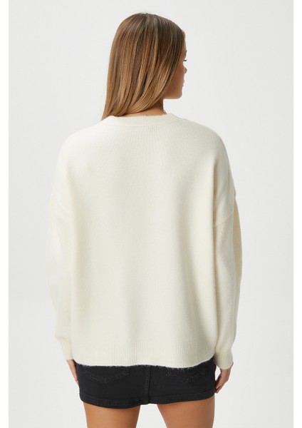 Kadın Miranda Çiçek Detay Ekru Triko Kazak