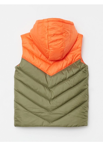 Lcw Kids Yeşil Kapüşonlu Renk Bloklu Erkek Çocuk Şişme Yelek modelleri