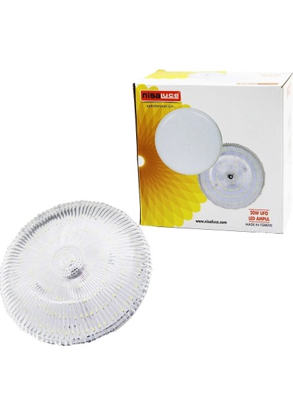 Nisaluce EAMP-020K/B Mika Kristal Camlı 20W Ufo LED Ampul BEYAZ=6500K (5047)