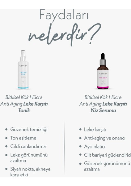 Bitkisel Kök Hücre Leke Karşıtı Anti-Aging Tonik Serum Set Glikolik Asit Salisilik Asit Niacinamide modelleri