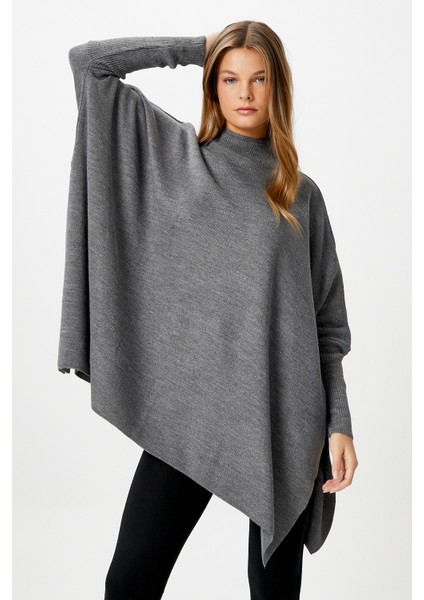 Kadın Zenta Oversize Yan Yırtmaçlı Antrasit Triko Kazak fiyatları