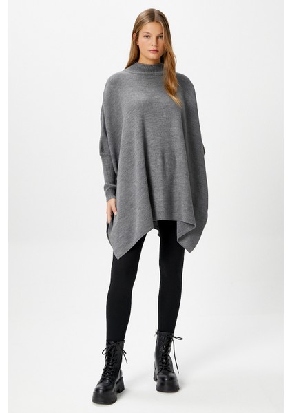 Kadın Zenta Oversize Yan Yırtmaçlı Antrasit Triko Kazak