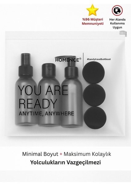 Seyahat Makyaj Çantası Ve Füme Şişe 100ml Seyahat Kiti 6'lı
