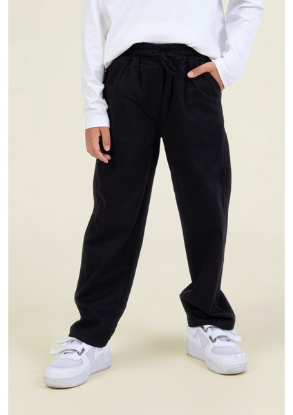 Erkek Çocuk Okul Gabardin Pantolon Beli Lastikli Rahat Kesim