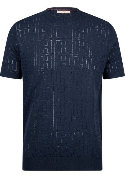 Lacivert Regular Fit Bisiklet Yaka Rayon Tişört