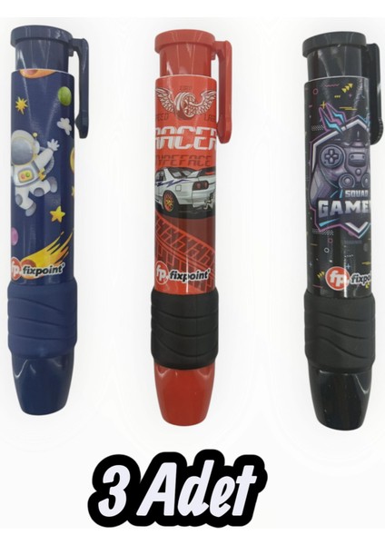 Fixpoint -3 Adet- Otomatik Pastel Araba Astronot Konsol Temalı Erkek Seti Roket Silgi (P-1307) fiyatları