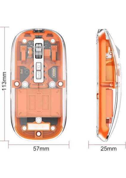 Mouse Fare Kablosuz Mouse Fare Şarjlı Bluetooth Sessiz 5 Tuşlu Şeffaf indirimleri