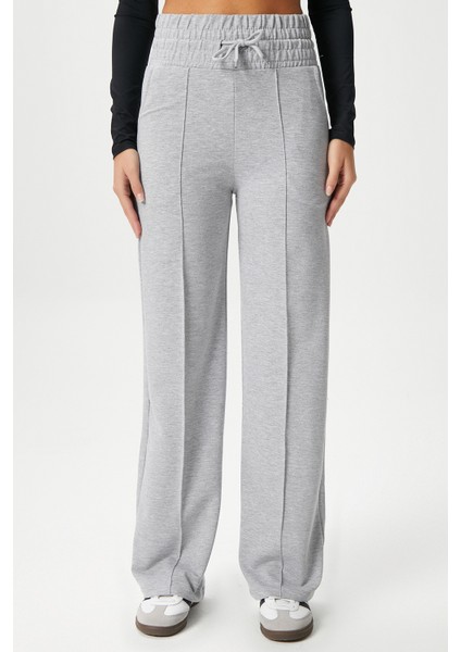 Kadın Dekoratif Lastik Bel Gri Eşofman Altı modelleri