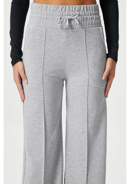 Kadın Dekoratif Lastik Bel Gri Eşofman Altı