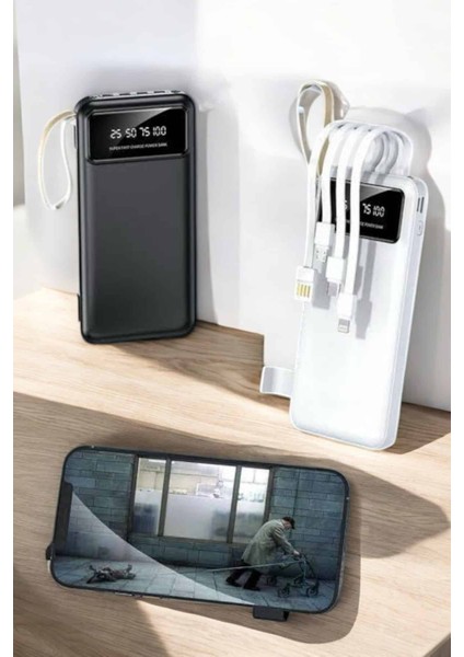20.000 Mah LED Işıklı LCD Ekran USB Girişli Type-C Lightning Powerbank fiyatları