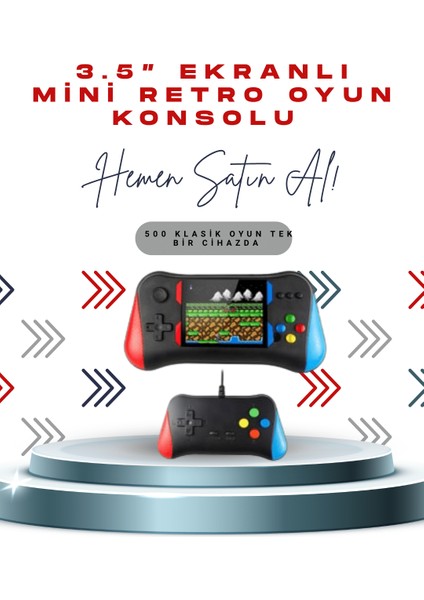 X7M Vintage 3.5 Inç 500’Ü 1 Arada Klasik Oyun Konsolu
