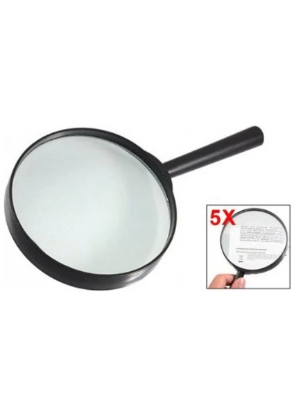 -Plastik Siyah Yuvarlak Kolu 100MM Dia Büyüteç 5x Büyüteç