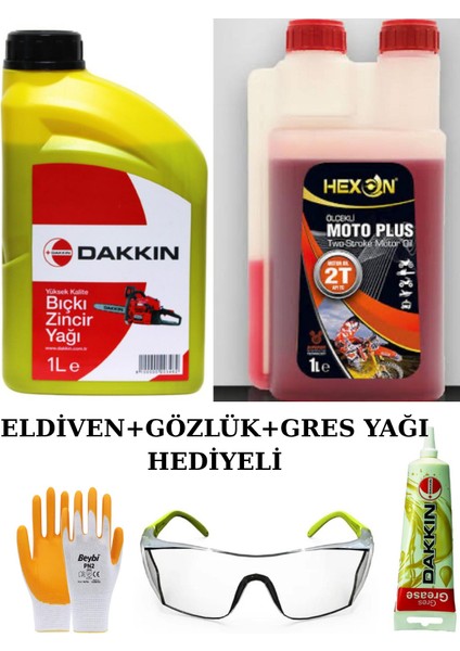 Bıçkı Zincir Yağı Hexon Motor Yağı +Gözlük +Eldiven+Gres Yağı Hediyeli