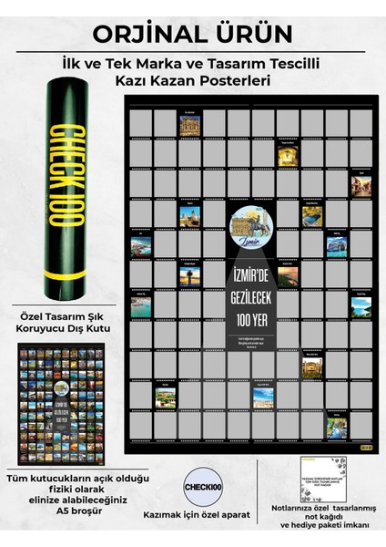 Best Of Izmir Kazı Kazan Posteri, Kazınabilir Izmir'de Gezilecek 100 Yer indirimleri