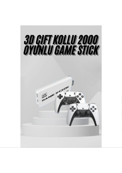 3D 4K 2000 Oyunlu Game Stick Oyun Konsolu Çift Konsol