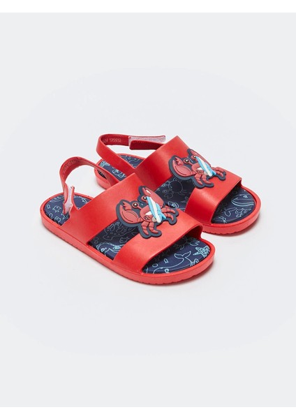 Lcw Steps Bordo Tek Bantlı Patch Detaylı Erkek Çocuk Sandalet