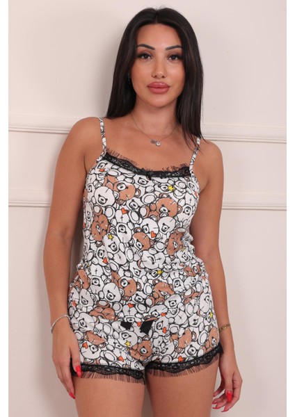 Kadın Ayıcık Desenli Şortlu Pegasus Pijama Takım Beyaz fiyatları
