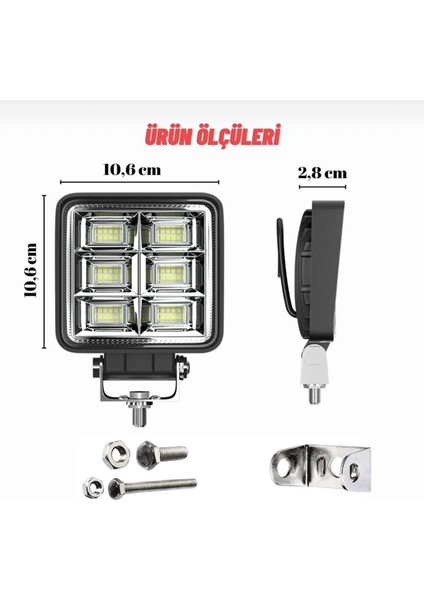 Off Road Geniş Açı 4 Inç 48 LED 144 Watt Iş Makinesi Kamyon Traktör Projektör Çalışma Sis Lambası fırsatları