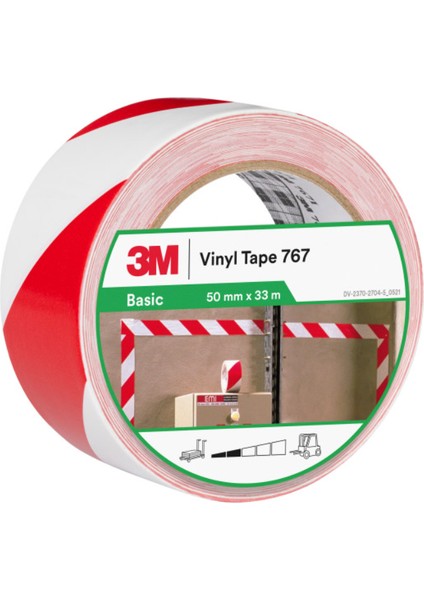 767I Kırmızı-Beyaz Genel Amaçlı Uyarı ve Işaretleme Bandı 50 mm x 33MT