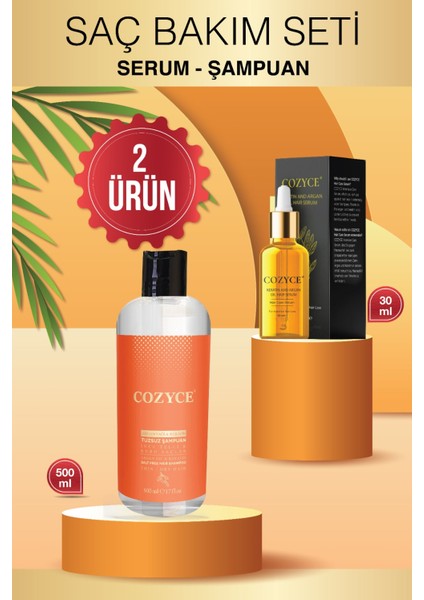 Saç Bakım Serumu 30 ml Argan & Keratinli Tuzsuz Şampuan Ince Telli Kuru Saçlar Için 500 ml