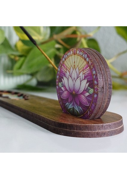 Lotus ve Renkli Tüy Motifli Ahşap Tütsülük 🌸 fiyatları
