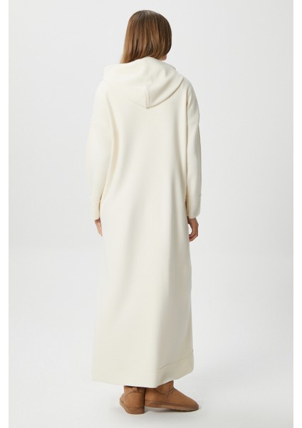 Kadın Fusion Kapüşonlu Krem Uzun Triko Elbise modelleri