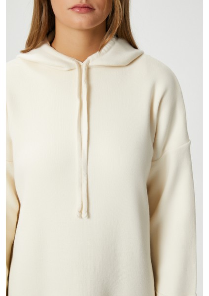 Kadın Fusion Kapüşonlu Krem Uzun Triko Elbise indirimleri