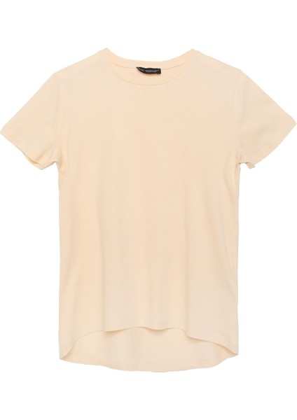 Kısa Kol Basic T-Shirt Bej