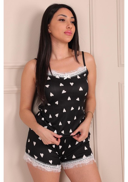 Kadın Kalp Desenli Ip Askılı Şortlu Pegasus Pijama Takımı fırsatları