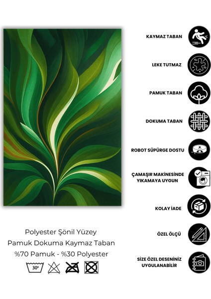 Yaprak Desenli Yeşil Halı Dijital Baskılı Dokuma Kaymaz Tabanlı Yıkanabilir Oturma Odası Halısı fırsatları
