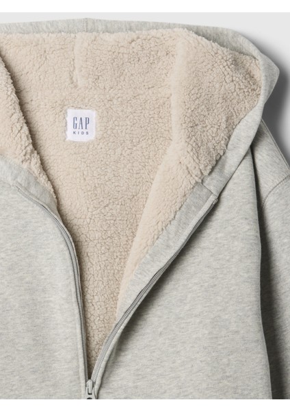 Erkek Çocuk Gri Vintagesoft Sherpa Fermuarlı Sweatshirt modelleri