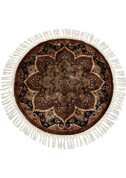 Yeni El Dokuma Şaheser Oval Yuvarlak Isfahan Iran Yün Halı 5989