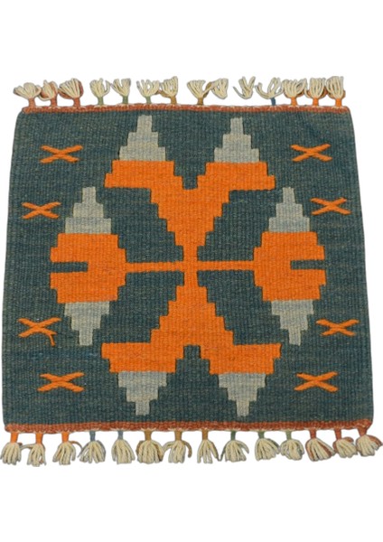 Yeni El Dokuma Kare Köşe Sandalye Minderi Pınarbaşı Kayseri Yün Kilim 5973